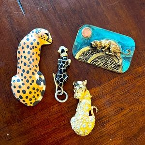 Various Leopard Pins and Zipper Pull/Decorative Accent